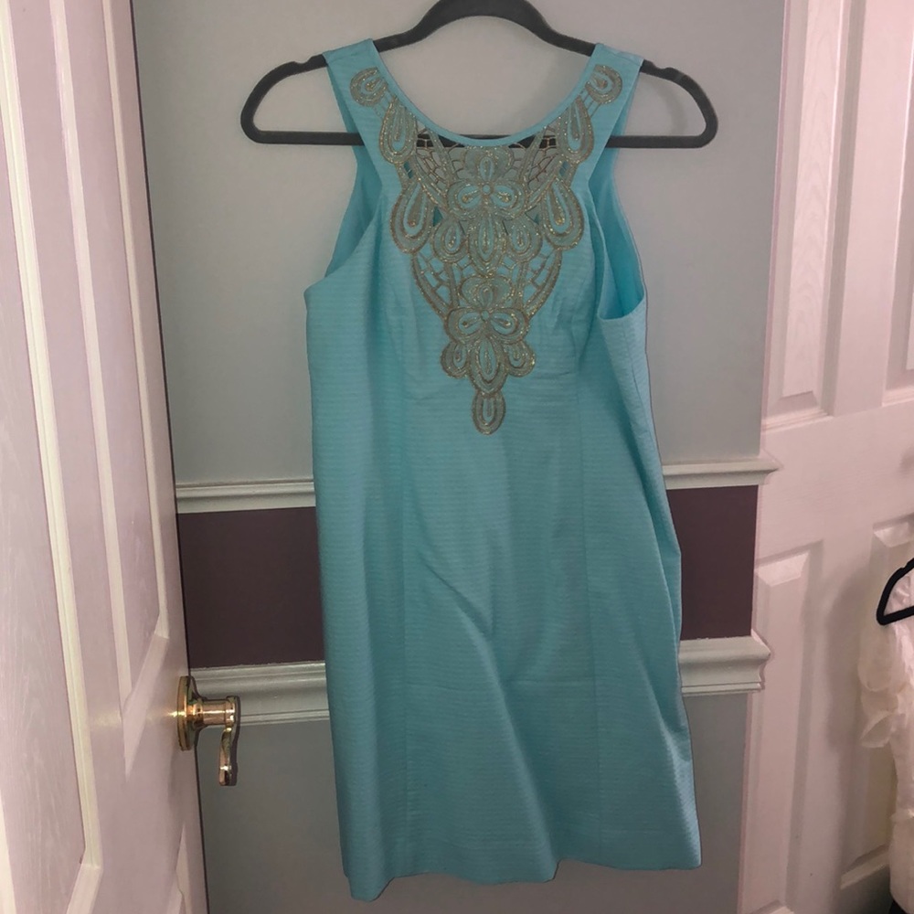 Lily Pulitzer Turquoise Dress with Gold Details